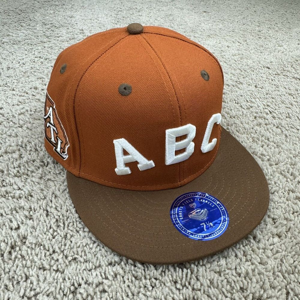 Atlanta Black Crackers Hat 7 1/8 EFF NLB Sandbag ATL Side Patch Rust Brown Cap